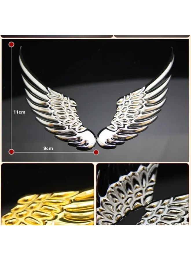 2pcs Silvery Universal Metal 3D Angel Hawk Wings Emblem Badge Decal Sticker For Car Vehicle Accessory - Image 5