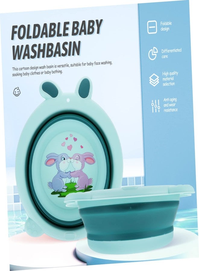 حوض غسيل أطفال صغير قابل للطي، محمول، مناسب للأطفال الصغار، مثالي للسفر، مصنوع من مواد آمنة ومتينة، أبعاده 13.4 × 12.2 × 3.9 بوصة - Image 3