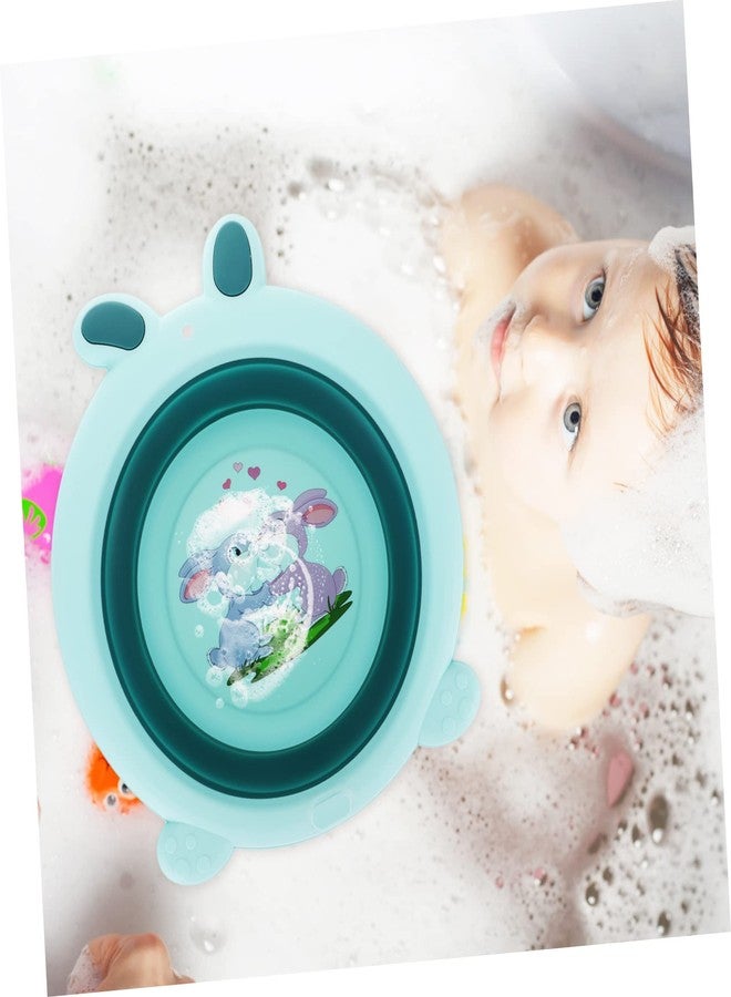 حوض غسيل أطفال صغير قابل للطي، محمول، مناسب للأطفال الصغار، مثالي للسفر، مصنوع من مواد آمنة ومتينة، أبعاده 13.4 × 12.2 × 3.9 بوصة - Image 4