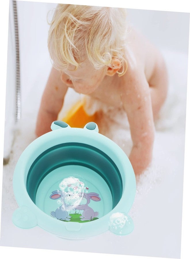 حوض غسيل أطفال صغير قابل للطي، محمول، مناسب للأطفال الصغار، مثالي للسفر، مصنوع من مواد آمنة ومتينة، أبعاده 13.4 × 12.2 × 3.9 بوصة - Image 5