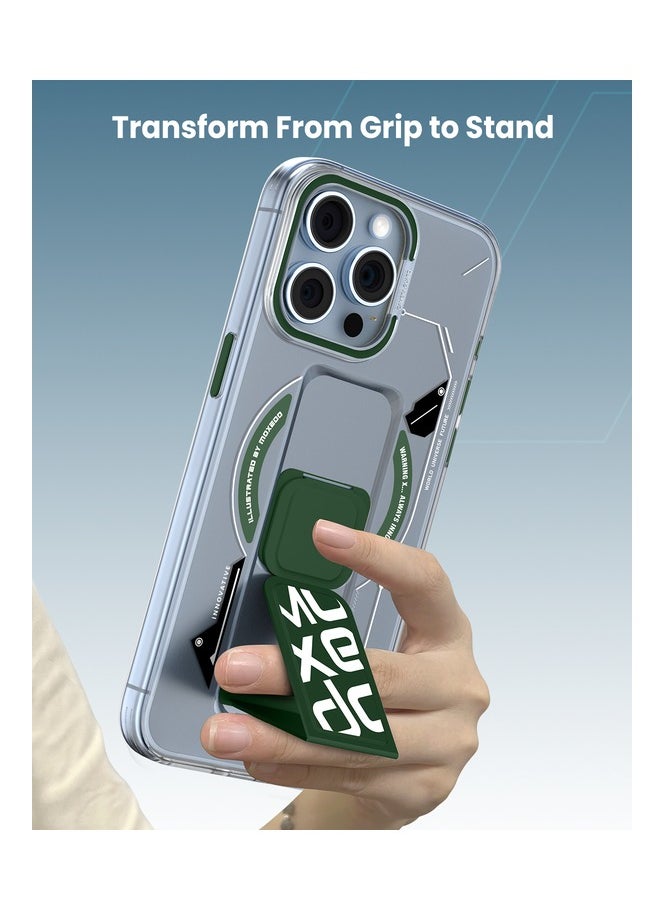 Moxedo Moxedo Magnetic Protective Case Scratch Resistant Drop Protection with Built-in Extendable Grip Stand Compatible for iPhone 13 Pro Max 6.7 inch - Green  - Image 4