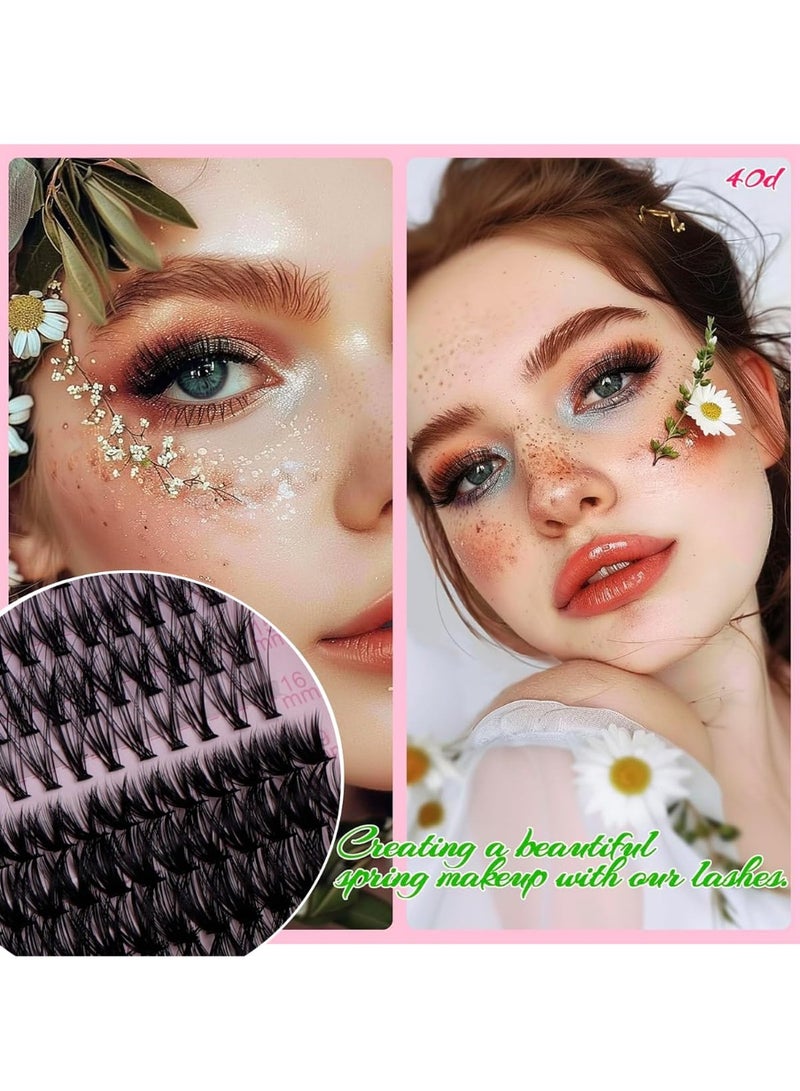 يلا بيك مجموعة رموش صناعية سميكة ومجعدة على شكل حرف D، مكونة من 168 مجموعة، مع ملقط رموش وفرشاة لاصقة مزدوجة. - Image 4