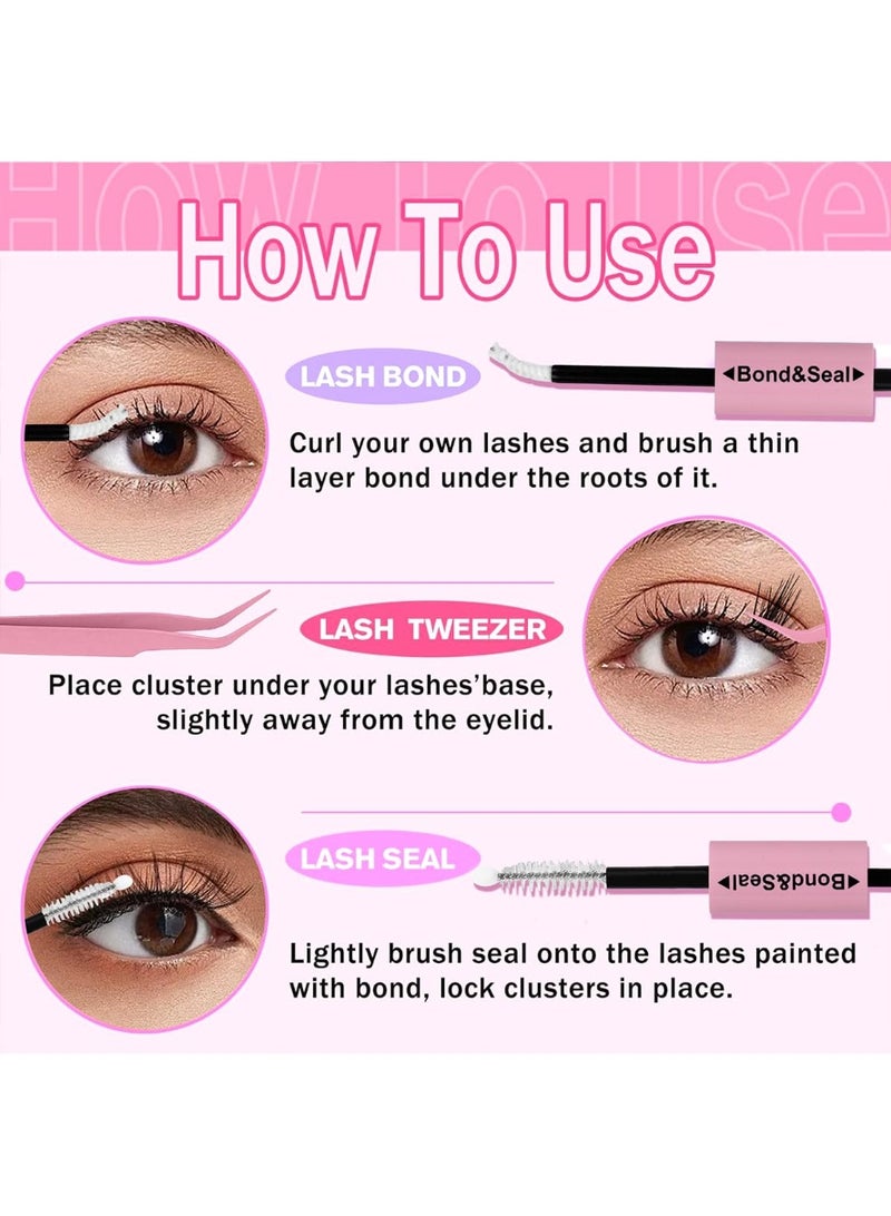 يلا بيك مجموعة رموش صناعية سميكة ومجعدة على شكل حرف D، مكونة من 168 مجموعة، مع ملقط رموش وفرشاة لاصقة مزدوجة. - Image 3