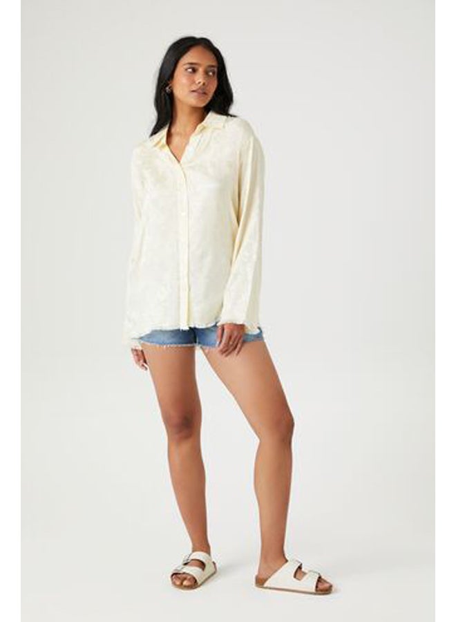 FOREVER 21 Floral Print Distressed Shirt - Image 4