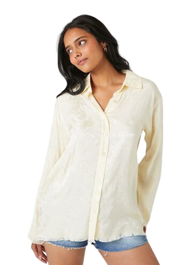 FOREVER 21 Floral Print Distressed Shirt - Image 1