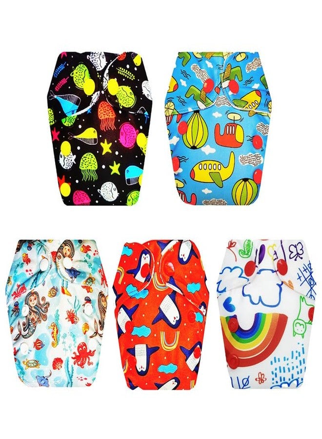 Dumbledo Premium Newborn Cloth Diaper with Integrated Insert (Pack of 5) | Hypoallergenic | Leakproof | Easy to Clean | Everyday Diapering Essential | 0 - 4 Months | Unisex Baby - Image 1