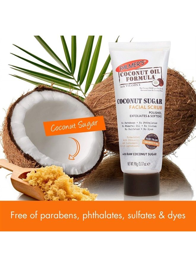PALMER'S Coconut Oil Formula Coconut Sugar Facial Scrub Exfoliator, Face Scrub to Gently Exfoliate Away Dirt and Dead Skin Cells with Chamomile to Soften & Calm, 3.17 Ounces (Pack of 3) - Image 2