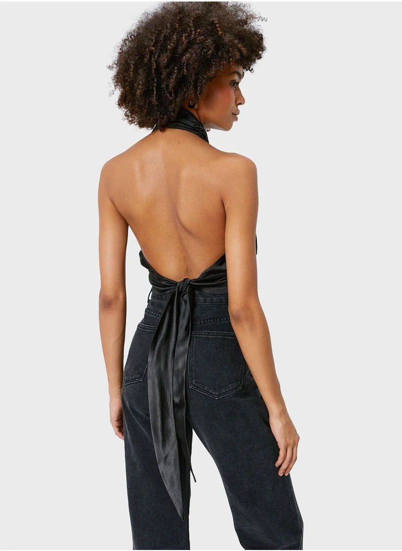 NASTY GAL Halter Neck Knitted Crop Top