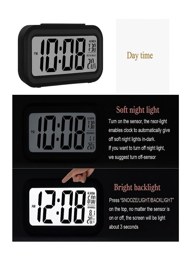 IDELLA Digital Alarm Clock with Automatic Sensor, Date and Temperature Display, 4.5 Inch LCD Display with Easy to Ready Bold Digits Digital Table Clock for Home, Office, Corporate Use (Black Analog) - Image 4