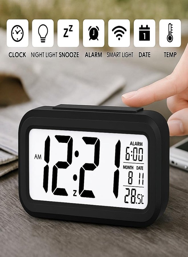 IDELLA Digital Alarm Clock with Automatic Sensor, Date and Temperature Display, 4.5 Inch LCD Display with Easy to Ready Bold Digits Digital Table Clock for Home, Office, Corporate Use (Black Analog) - Image 3