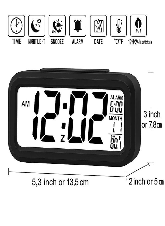 IDELLA Digital Alarm Clock with Automatic Sensor, Date and Temperature Display, 4.5 Inch LCD Display with Easy to Ready Bold Digits Digital Table Clock for Home, Office, Corporate Use (Black Analog) - Image 2