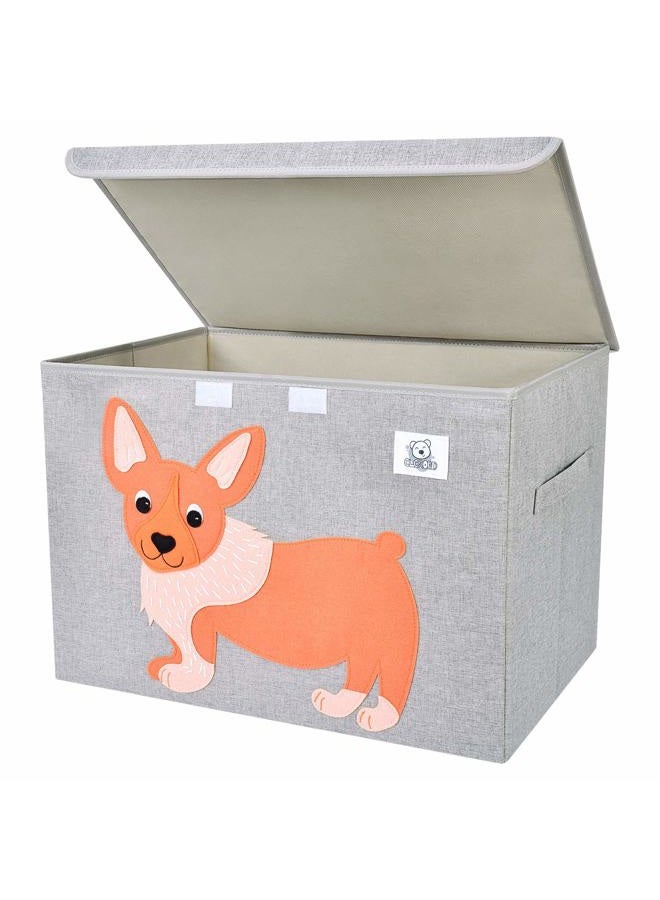 CLCROBD Foldable Large Kids Toy Chest with Flip-Top Lid, Collapsible Fabric Animal Toy Storage Organizer/Bin/Box/Basket/Trunk for Toddler, Children and Baby Nursery (Dog) - Image 1