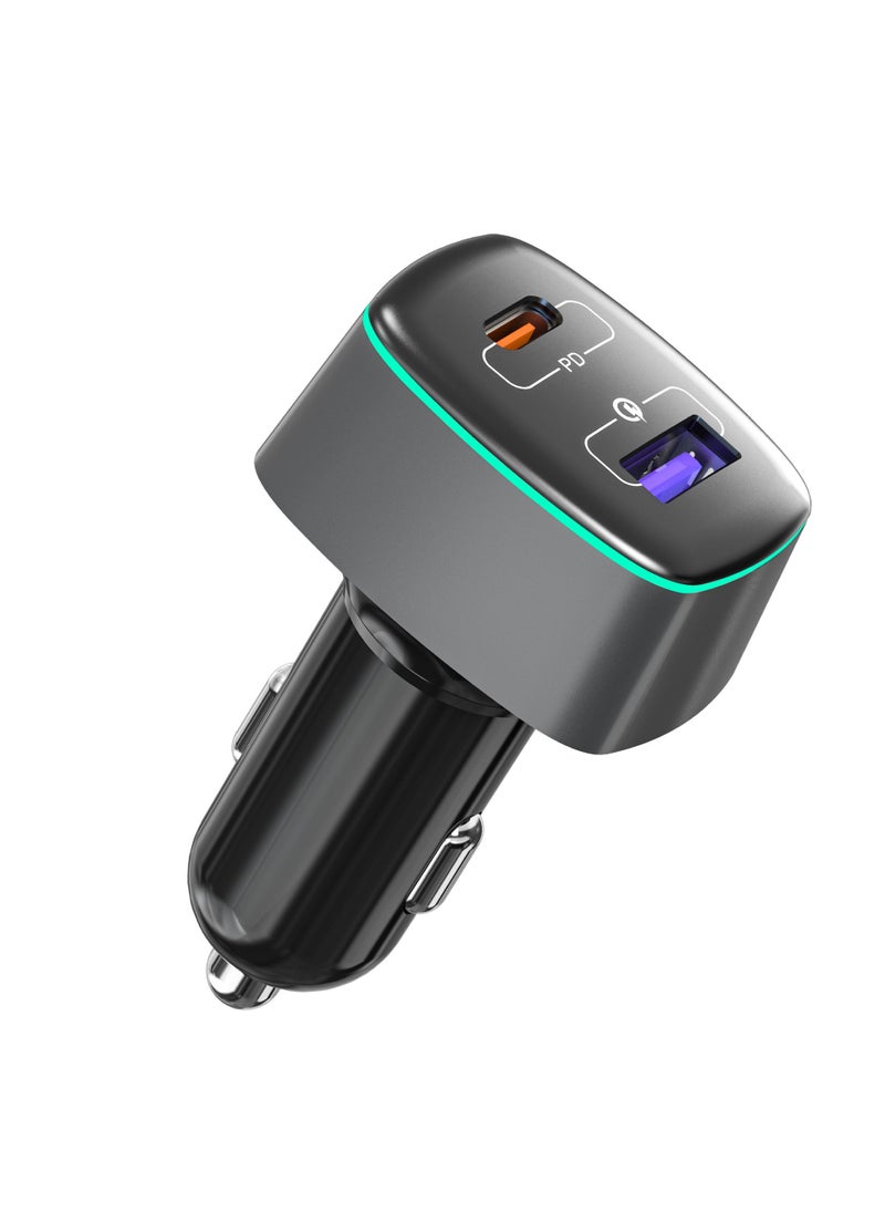 83W Car Charger Fast Charging Dual USB Ports Black