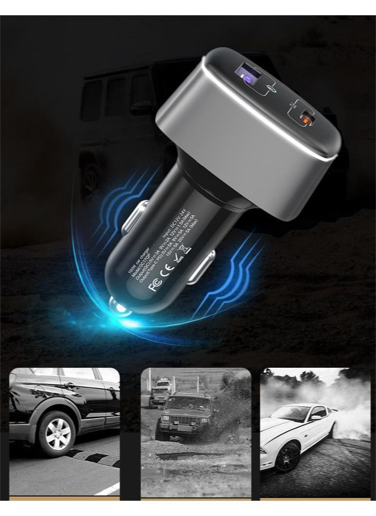 83W Car Charger Fast Charging Dual USB Ports Black