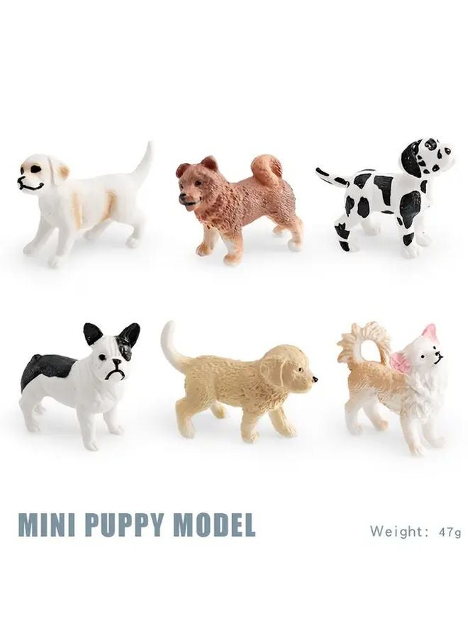 6pcs Miniature Puppy Models Shiba Inu Chihuahua Bulldog Golden Retriever Animal Figurines - Image 1