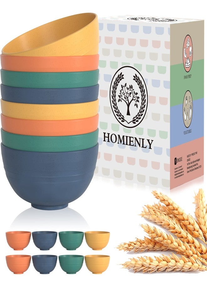Homienly Plastic Bowls Alternative, Unbreakable Wheat Straw Cereal Bowls 8 PCS - Microwave & Dishwasher Safe Bowl for Cereal, Snack, Rice, Salad, Soup Bowls for Kitchen, Camping, Party(Muliti,26 OZ) - Image 1