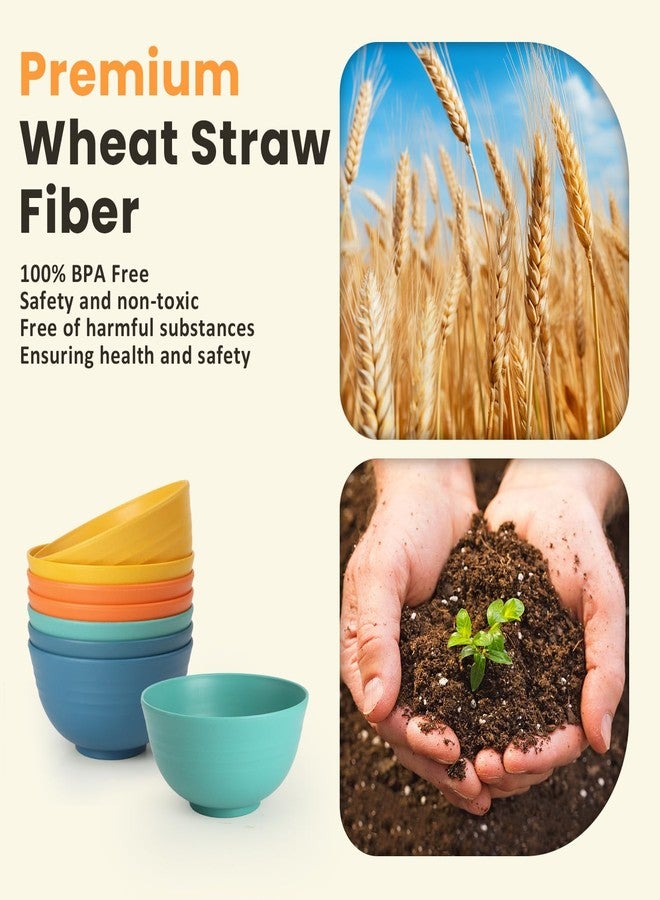 Homienly Plastic Bowls Alternative, Unbreakable Wheat Straw Cereal Bowls 8 PCS - Microwave & Dishwasher Safe Bowl for Cereal, Snack, Rice, Salad, Soup Bowls for Kitchen, Camping, Party(Muliti,26 OZ) - Image 3