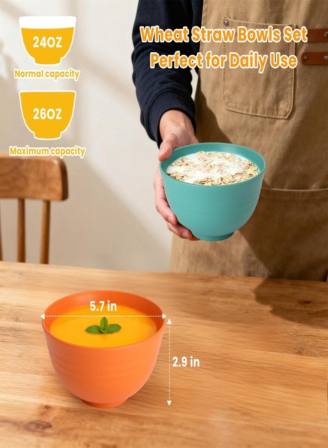 Homienly Plastic Bowls Alternative, Unbreakable Wheat Straw Cereal Bowls 8 PCS - Microwave & Dishwasher Safe Bowl for Cereal, Snack, Rice, Salad, Soup Bowls for Kitchen, Camping, Party(Muliti,26 OZ) - Image 2
