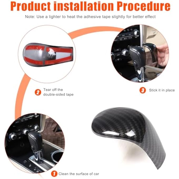 rayihni Gear Shift Knob Cover Trim Protector Compatible with Nissan Pathfinder 2013 2014 2015 2016 2017 2018Shift Knob Frame Cap Cover Carbon Fiber Pattern - Image 4