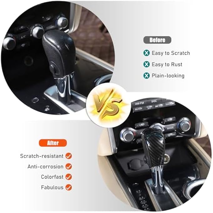rayihni Gear Shift Knob Cover Trim Protector Compatible with Nissan Pathfinder 2013 2014 2015 2016 2017 2018Shift Knob Frame Cap Cover Carbon Fiber Pattern - Image 3