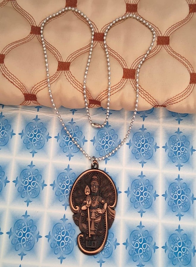 M Men Style Tamil Om Murugan Kartikeya Kumara Kumaraswami Subrahmanyam Locket With Chain Copper Zinc Metal Necklace Pendant Chain For Men And Women - Image 4