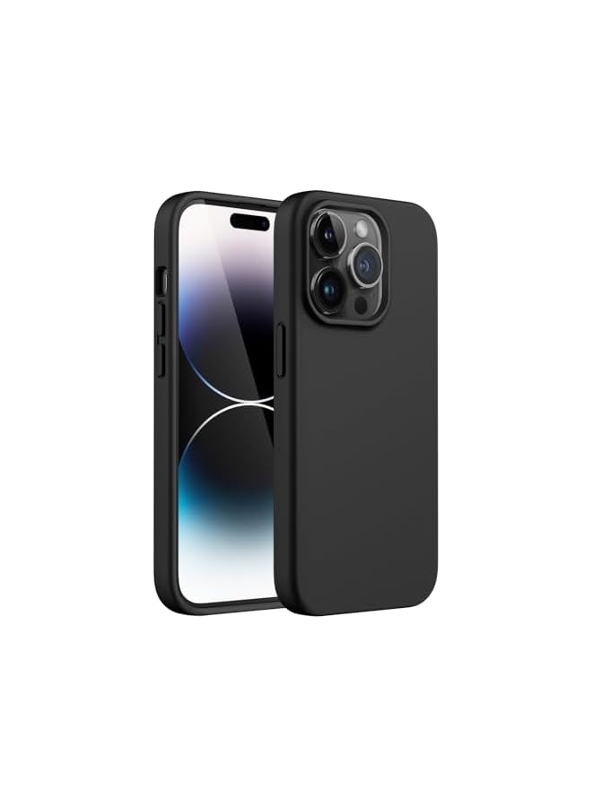 جي تيك حافظة JETech من السيليكون لهاتف iPhone 14 Pro مقاس 6.1 بوصة، حافظة هاتف واقية لكامل الجسم ذات ملمس حريري ناعم، غطاء مقاوم للصدمات مع بطانة من الألياف الدقيقة (أسود) - Image 1