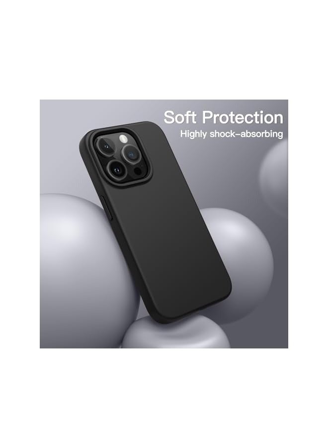 جي تيك حافظة JETech من السيليكون لهاتف iPhone 14 Pro مقاس 6.1 بوصة، حافظة هاتف واقية لكامل الجسم ذات ملمس حريري ناعم، غطاء مقاوم للصدمات مع بطانة من الألياف الدقيقة (أسود) - Image 4