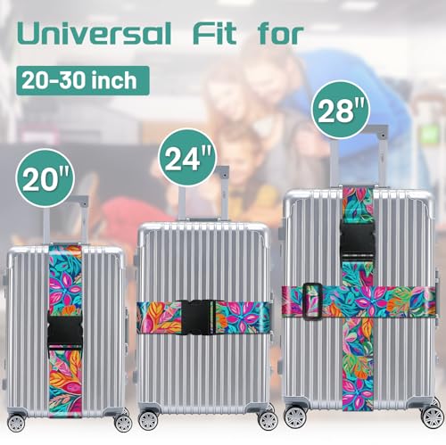 Slohif Luggage Straps for Suitcases Travel Belt Accessories Luggage Connector Identifiers Over Handle with Buckle Unique Nylon Adjustable Strap for Sleeping Bag Car Seat Colorful Leaf (2 Pack) - Image 3