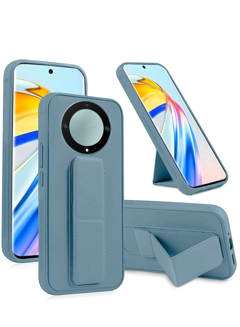 Techie حافظة سيليكون مغناطيسية آمنة عالية الجودة مع حامل قابل للطي لهاتف Honor X9b - أزرق فاتح - Image 1