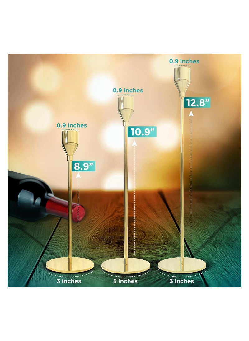 KASTWAVE - Candlestick Holders for Taper Candles, Set of 3 Taper Candle Holders for Candlesticks, Ideal for Home Décor, Wedding, Birthday Party, Date Night, Dinning or Other Special Occasions (Rose Gold) - Image 1