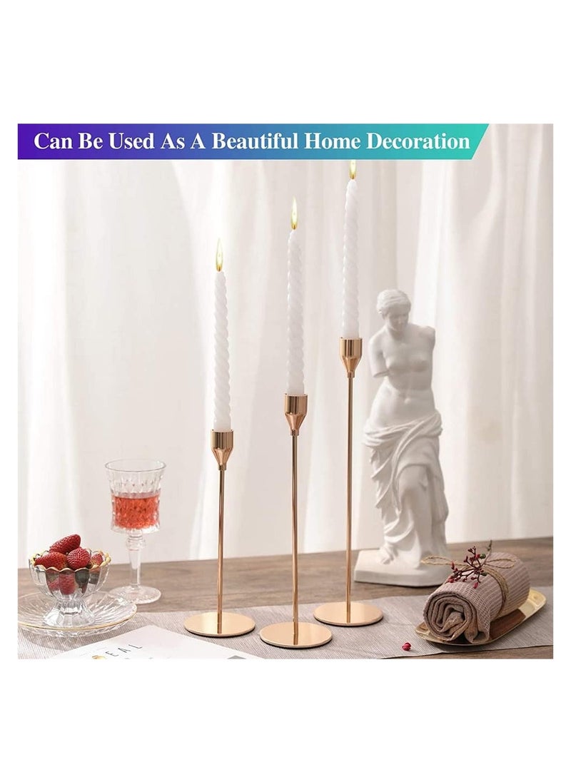 KASTWAVE - Candlestick Holders for Taper Candles, Set of 3 Taper Candle Holders for Candlesticks, Ideal for Home Décor, Wedding, Birthday Party, Date Night, Dinning or Other Special Occasions (Rose Gold) - Image 1