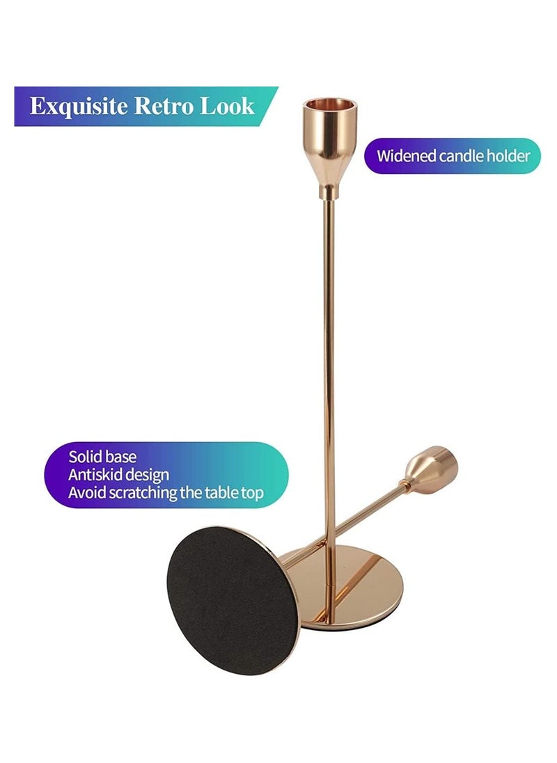KASTWAVE - Candlestick Holders for Taper Candles, Set of 3 Taper Candle Holders for Candlesticks, Ideal for Home Décor, Wedding, Birthday Party, Date Night, Dinning or Other Special Occasions (Rose Gold) - Image 1