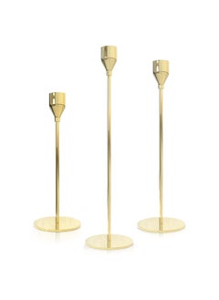 Candlestick Holders for Taper Candles, Set of 3 Taper Candle Holders for Candlesticks, Ideal for Home Décor, Wedding, Birthday Party, Date Night, Dinning or Other Special Occasions (Rose Gold)