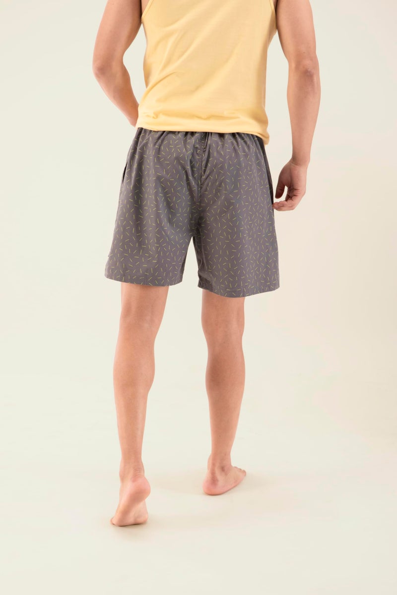 DAMENSCH Regular Fit 100% Cotton Boxer Shorts Soft & Durable Fabric Side Pockets Microfiber Waistband Breeze Ultra-Light Printed Boxer for Men Pack of 1 - Alberta Grey - M - Image 5