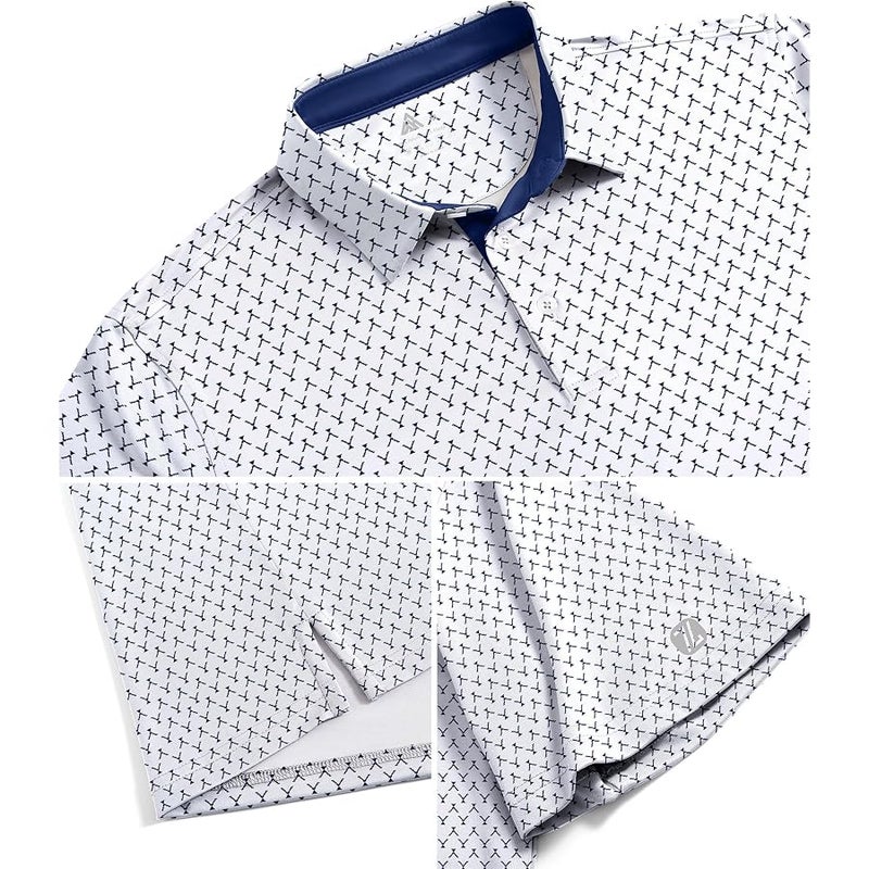 ZITY Mens Golf Shirts Short Sleeve Print Patterns Performance Moisture Wicking Polo Shirt - Image 5