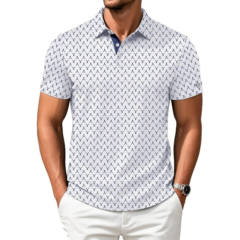 ZITY Mens Golf Shirts Short Sleeve Print Patterns Performance Moisture Wicking Polo Shirt - Image 1