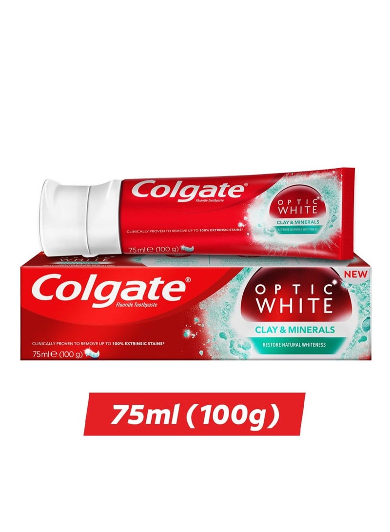 Colgate 3 Piece Set Optic White Clay and Minerals Remove Stains and Restore Natural Whiteness Mint 3X75 ml - Image 3