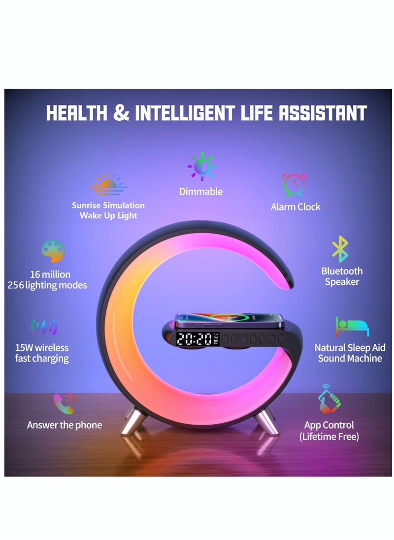 Wireless Smart Light Sound Machine Bluetooth Speaker Bedside Sunrise Wake Up Polar Atmosphere Projection Lamp