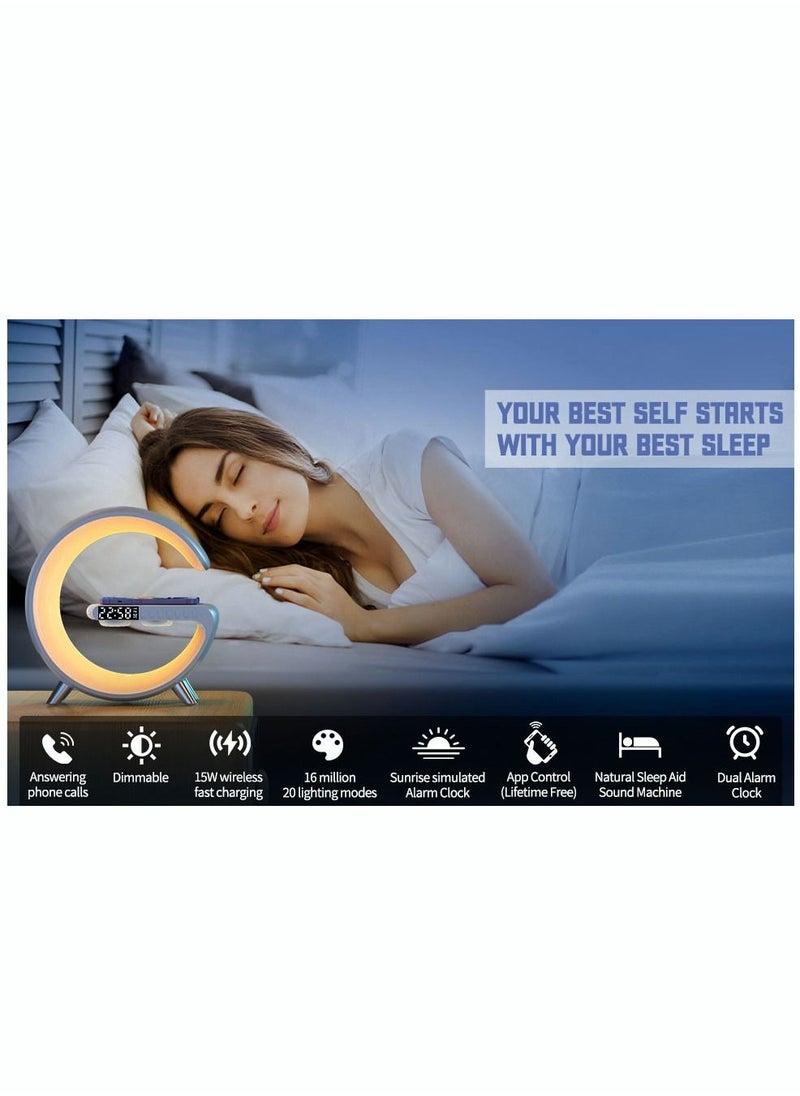 Wireless Smart Light Sound Machine Bluetooth Speaker Bedside Sunrise Wake Up Polar Atmosphere Projection Lamp