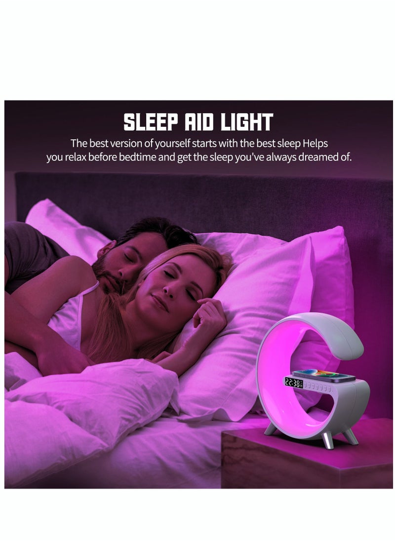 Wireless Smart Light Sound Machine Bluetooth Speaker Bedside Sunrise Wake Up Polar Atmosphere Projection Lamp
