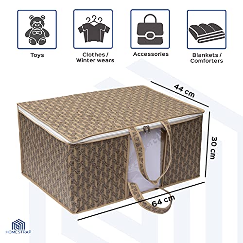 Homestrap Printed Underbed Storage Bag/Organizer/Blanket Cover (Beige|Pack of 5) - Image 2