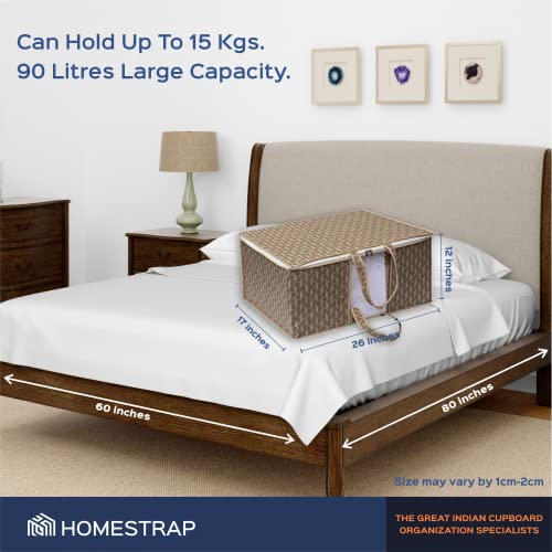 Homestrap Printed Underbed Storage Bag/Organizer/Blanket Cover (Beige|Pack of 5) - Image 4