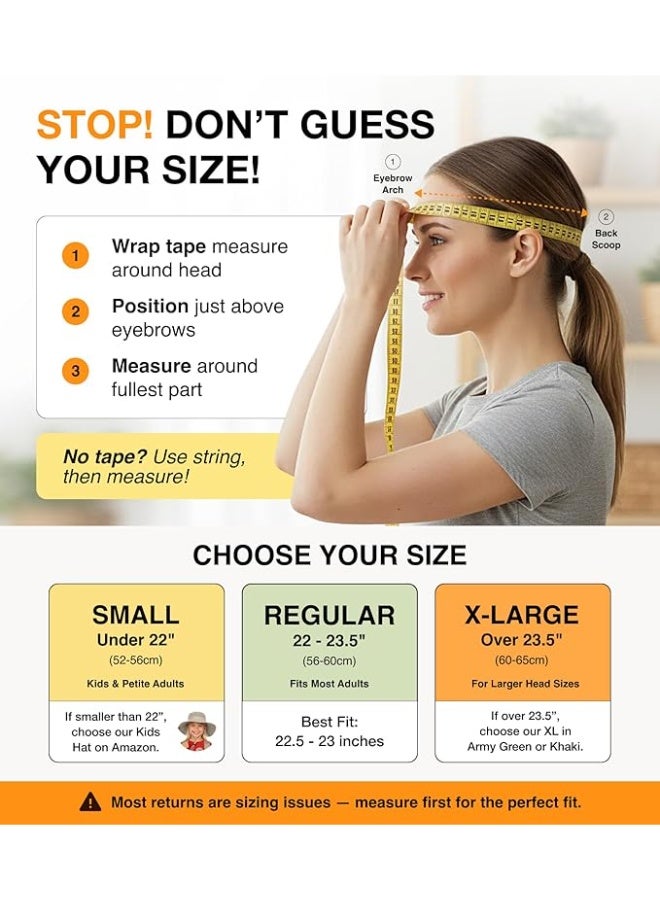 GearTOP Safari Hat for Men Sun Hats for Women UV Protection UPF 50+ Fishing, Gardening, Hiking Hat (22-23 1/2") Khaki - Image 2