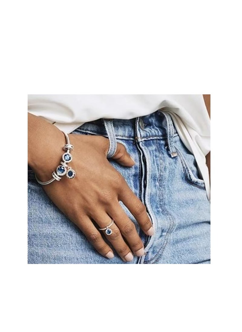 Pandora blue shiny round ring
