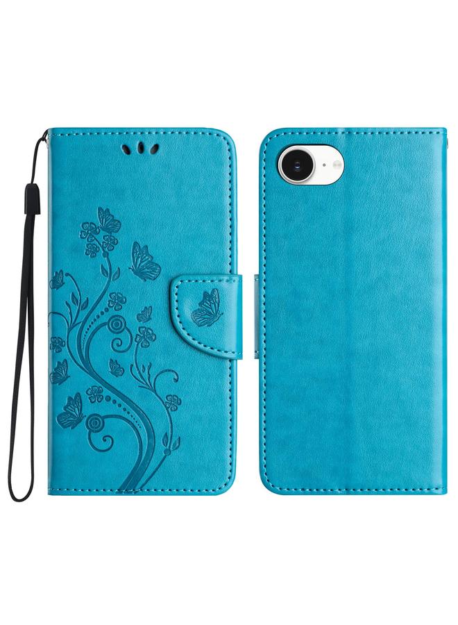 The Bros Case For iPhone 16e Butterfly Flower Pattern Flip Leather Phone Case