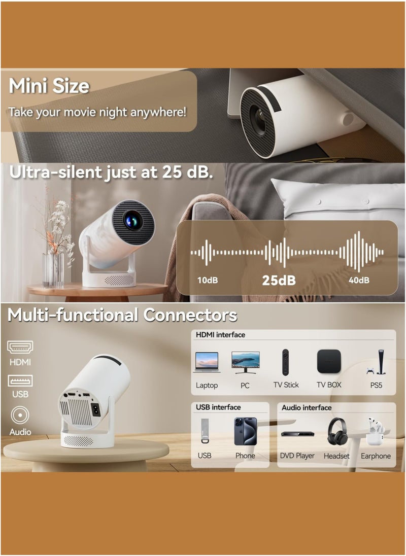 Generic Portable Projector Pocket 5G WIFI Android11.0 Support 130 Inches Home Theater Full HD 1080P for Indoor Outdoor Home Birthday Gift Compatible with TV Stick/HDMI/USB/PS5/iOS/PS4  - Image 4