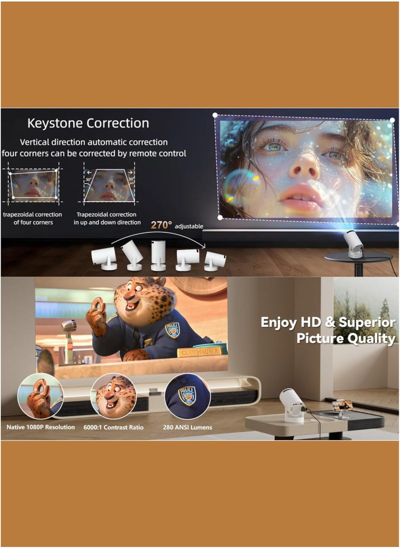 Generic Portable Projector Pocket 5G WIFI Android11.0 Support 130 Inches Home Theater Full HD 1080P for Indoor Outdoor Home Birthday Gift Compatible with TV Stick/HDMI/USB/PS5/iOS/PS4  - Image 5