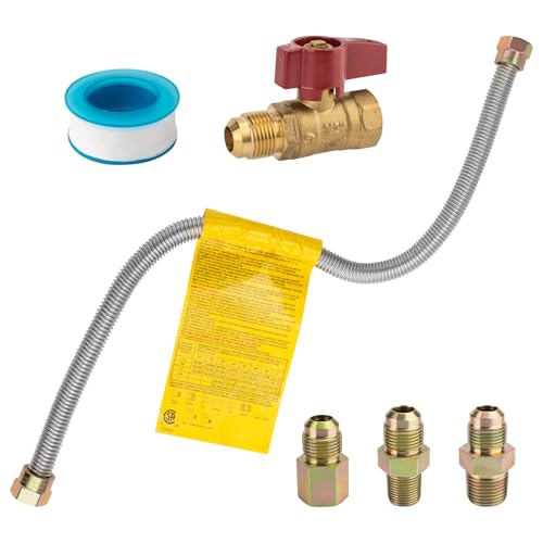 ArrogantF 22'' One-Stop Universal Gas-Appliance Hook-Up Kit With A Shut-Off Valve Compatible with Mr. Heater F271239 Unvented Wall Mount Heaters,Gas Line Kit fit for ProCom Dual Fuel Stove & More Gas Power - Image 1