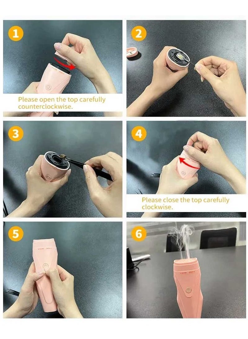 عود بخوان مبخرة شعر مع مشط ناعم وحامل بخور قابل لإعادة الشحن عبر USB  - Image 5