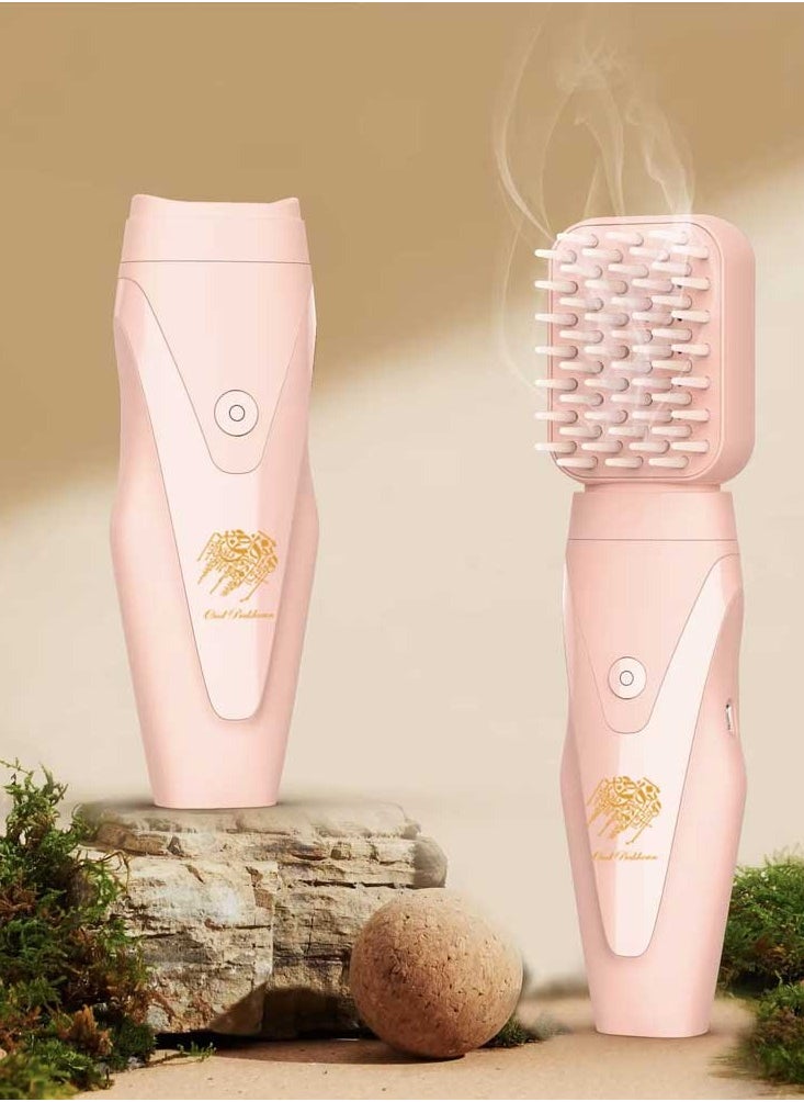 Electric Oud Bakhoor Incense Burner with Soft Comb USB Rechargeable Incense Mabkhara New Version 3.0 Pink Color 